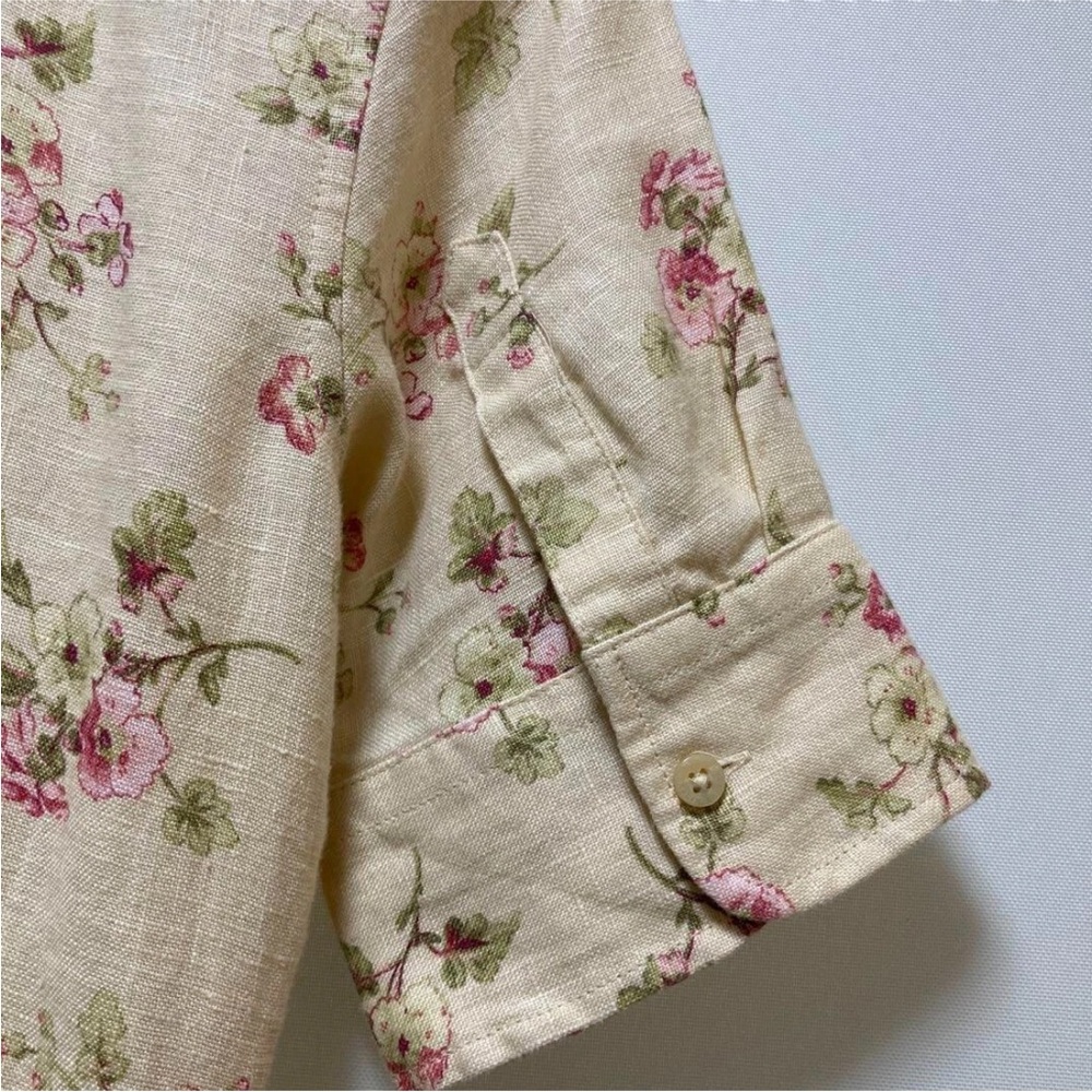 LAUREN RALPH LAUREN Floral Flare Shirt Dress Women Linen Front Knot 3/4 sleeve - Picture 8 of 8